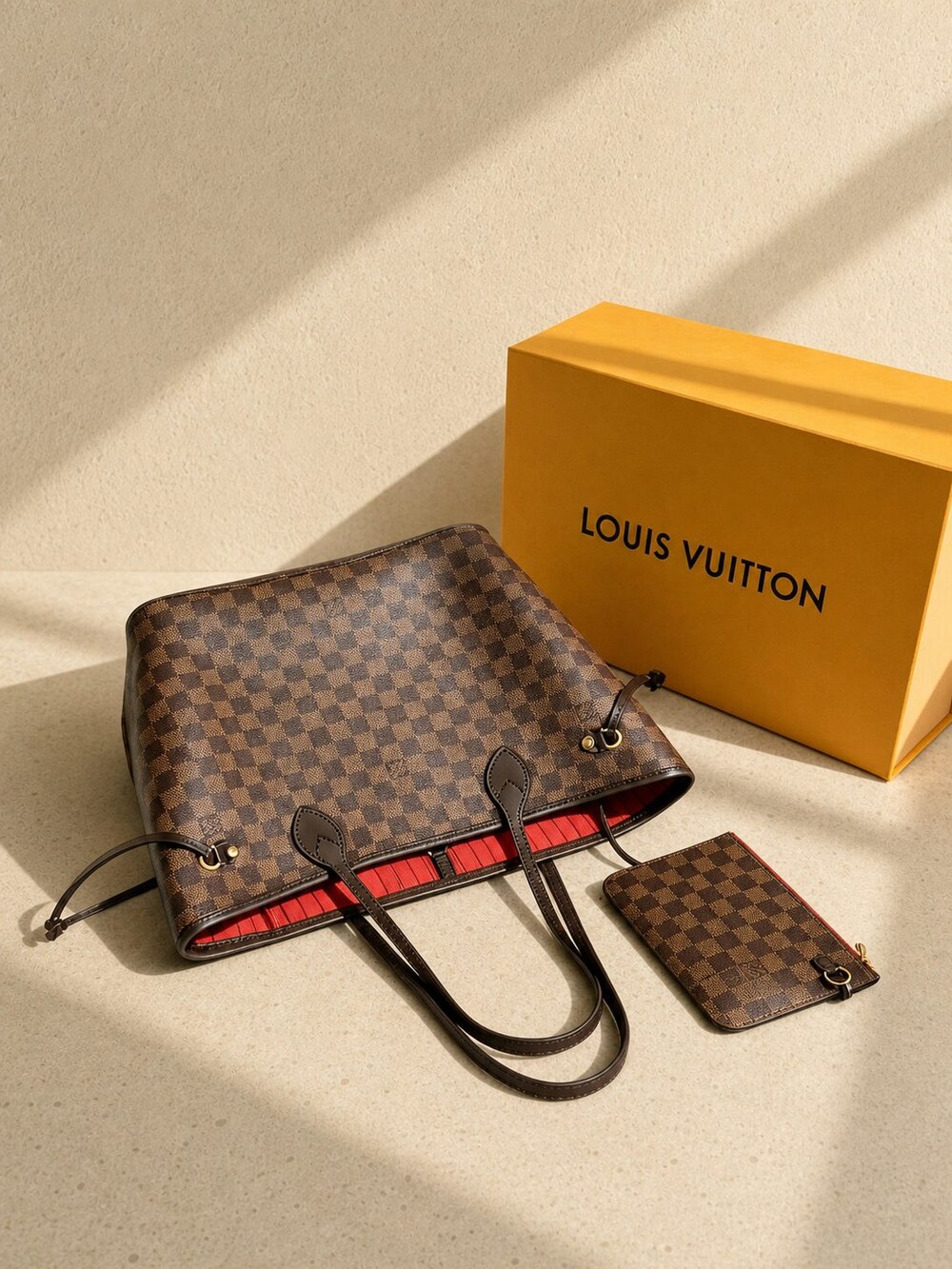 Louis Vuitton Neverfull Brown Damier Ebene Canvas Tote Bag - Picture 5 of 6